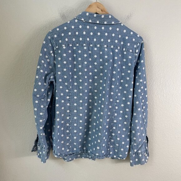 Tommy Hilfiger Womens Large Polka Dot Button Up Chambray Shirt Long Sleeve Top - Picture 6 of 7